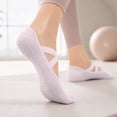 thumbnail image 3 of UTSJKR Womens Cross Strap Backless Pilates Grip Socks, Seamless Invisible Non Slip Yoga Socks, Durable Barre Dance Workout Socks for Indoor Exercise, 1 Pair, 3 of 5