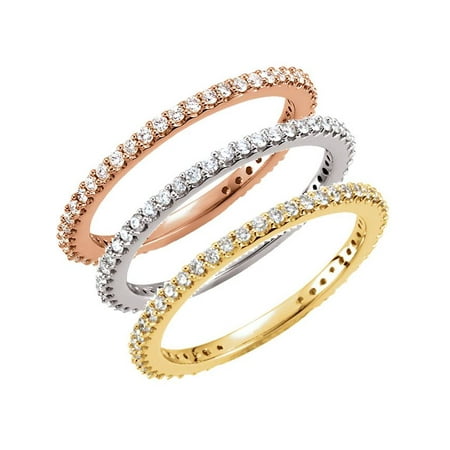 - 1/3ct Diamond Eternity Ring Available in 14k White, Yellow or Rose Gold