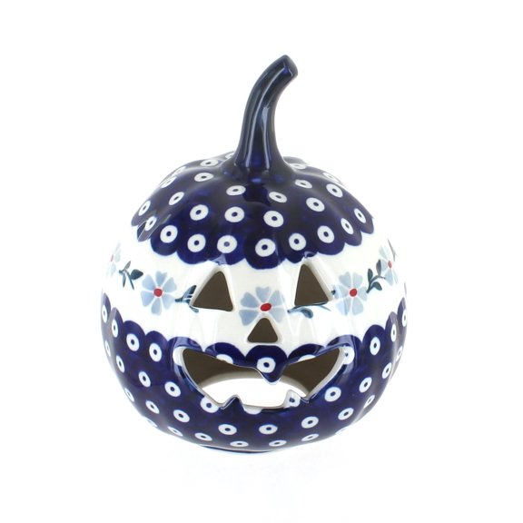 Blue Rose Polish Pottery Blue Violet Small Pumpkin Luminary
