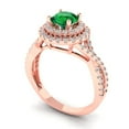 thumbnail image 2 of 1.3125 ct Round Cut Simulated Emerald Solitaire with Accents Engagement Ring for Women in 18K Rose Gold, 2 of 5