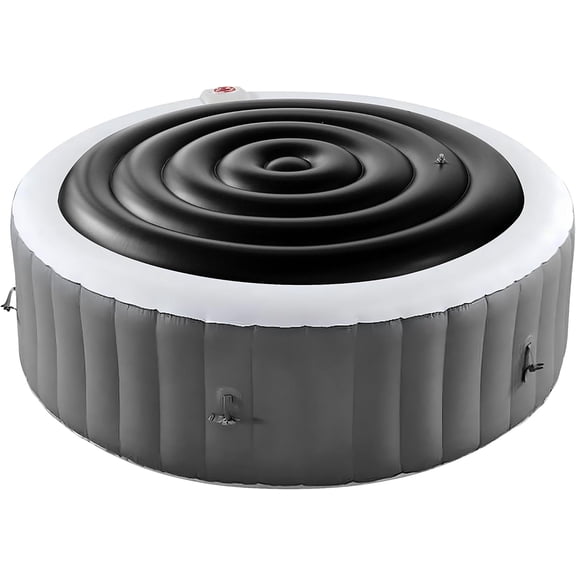 Ebaokuup 4.5 Ft Inflatable Hot Tub Cover- Energy Saving lid for Round Hot Tub- Foldable Protective Rain Overflow Cover for Outdoor Inflatable Hot Tubs (Black)