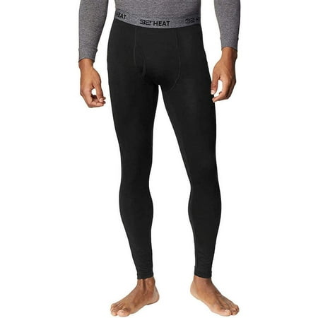 32 DEGREES Mens 2 Pack Heat Performance Thermal Baselayer Pant Leggings, Black/Black, XL