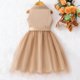 thumbnail image 4 of Vestido infantil de poliéster con solapa, botones de malla, sin mangas, con lazo, informal y cómodo., 4 of 7