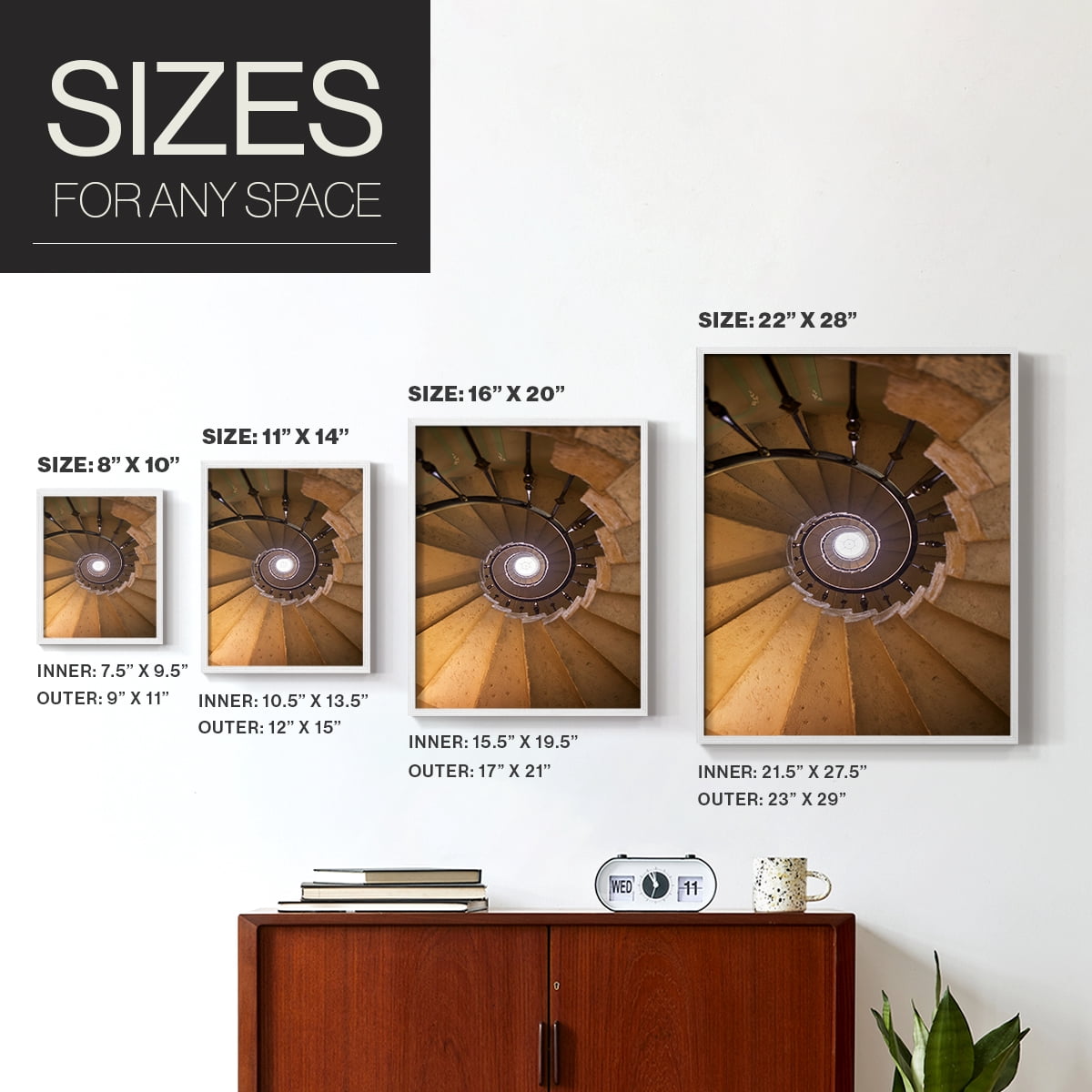 Spiraling II Framed Print in White Solid Wood Framed Print No Nail Hanging