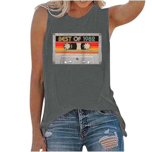 Camiseta sin mangas con cuello redondo y estampado informal a la moda para mujer Pompotops lopia991702