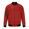 thumbnail image 4 of CHEEREAM Men's Casual Varsity Jacket Long Sleeve Button Down Cardigan Vintage Suede Bomber Jackets Spring Fall Coat with Pocket Red L, 4 of 6