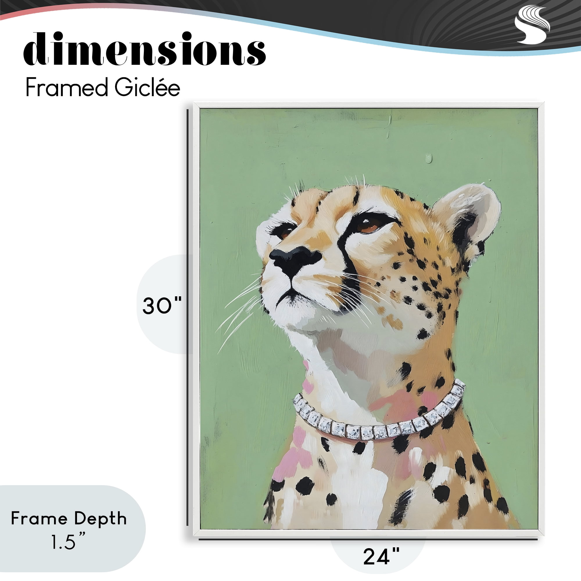 Stupell Industries Glam Cheetah with Jewels White Framed Giclee Art, design by The Prints Vibe