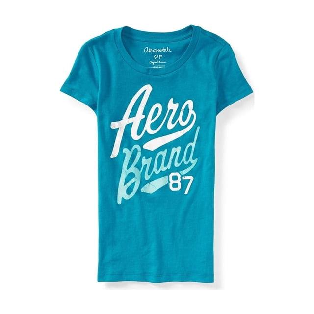 Aeropostale Womens Script Logo Graphic T-Shirt, Azul, X-Large