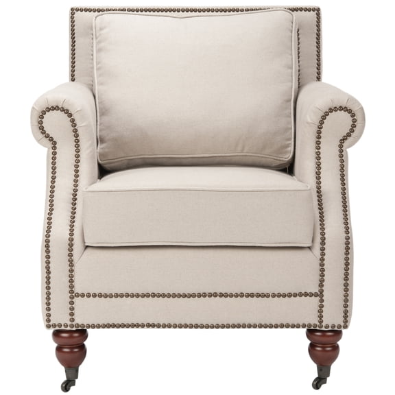 SAFAVIEH Karsen Club Chair With Brass Nail Head Taupe