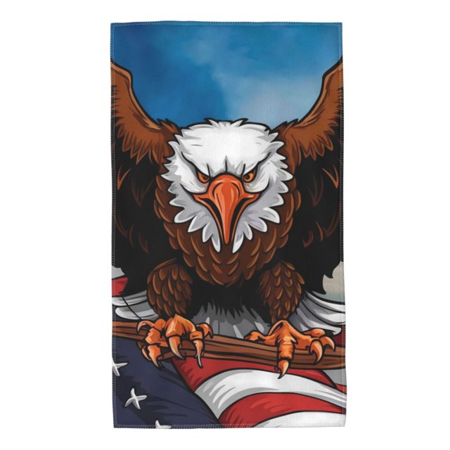 Balery Cartoon Bald Eagle USA Toalla de Microfibra Premium con Estampado – 27.5x16 pulgadas, Alta Absorción, Suave y Aterciopelada, Secado Rápido
