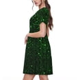 thumbnail image 2 of Goofa Green Sparkling Pattern Women Summer Short Sleeve Midi Dress with Pockets Casual Aline Flowy Tshirt Dress Vocation Beach Sundress, 2 of 6