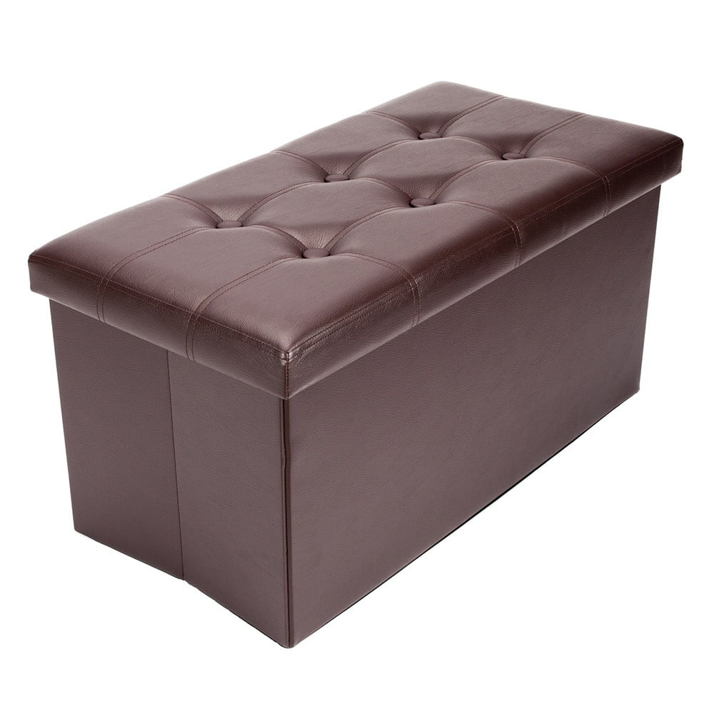 Ottoman with Storage, Rectangle Leather Ottoman Footrest Foot Stool, Folding Ottoman for Room