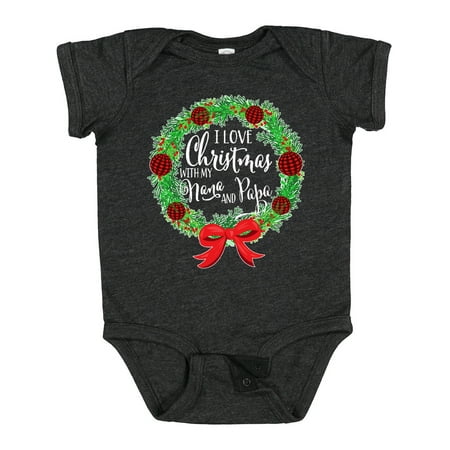 

Inktastic I Love Christmas with My Nana and Papa Wreath Gift Baby Boy or Baby Girl Bodysuit