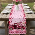 thumbnail image 4 of Valentine's Day Table Runner - 108 Inch Long Romantic Love Roses Truck Ombre Pink Cotton and Linen Blended Dress Scarves Farmhouse Table Runner for Kitchen Dining, Coffee Table, 13" x 108", 4 of 8