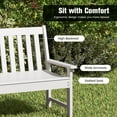 thumbnail image 4 of QISHENSHUI 2-Person Outdoor Garden Park Bench, All-Weather HDPE Patio Loveseat Chair with Cozy Backrest, Ergonomic Loveseat Bench for Backyard, Poolside, Front Porch, 705 lbs Max Load (White), 4 of 9