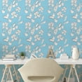 thumbnail image 2 of Ambesonne Floral Peel & Stick Wallpaper for Home, Monochrome Iris Flowers Dots, 13"x36", Deep Sky Blue and White, 2 of 5