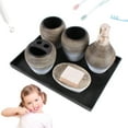 thumbnail image 3 of 5 Piece Textured Ceramic Bathroom Accessory Set Includes Soap Dish, Lotion Dispenser, Toothbrush Holder and Gargle Cup +Tray Set 5Pcs Bathroom Accessories, 3 of 10