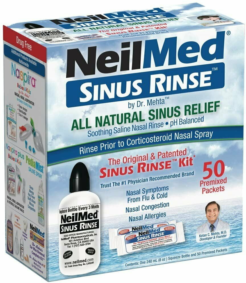 NeilMed Sinus Rinse All Natural Relief, Original & Patented, 50ct, 2-Pack