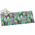 thumbnail image 2 of Hallway Runner Rug 2'x6', Purple Green Leaves Kitchen Runner Rugs Non-Slip Carpet Mats, Modern Abstract Art Botanical Bedside Rugs Runners Washable Floor Carpet for Bathroom Laundry Room, 2 of 8