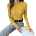 thumbnail image 2 of Suéter de Punto para Mujer Ligero Pullover Básico Manga Larga Casual Ropa de Cálido Suéter Delgado Jersey para Otoño Invierno Amarillo Macarena Suéter de punto de mujer, 2 of 8