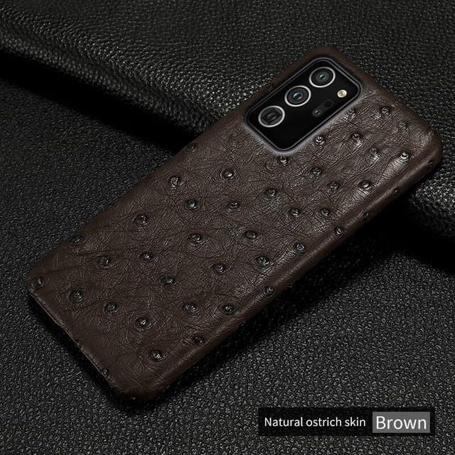 Funda de cuero 100% genuino de avestruz para Samsung Galaxy Note 20 Ultra 10 A52 A52S A51 A53 A54 A34 S23 S21 S20 FE S10 S22 Plus qym unisex