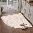 thumbnail image 4 of BERTHMEER Washable Corner Rugs for Kitchen Entryway Entrance Doorway Vintage Oriental Floral Decorative Non Slip Sector Rugs Carpets Brown(Radius 3'), 4 of 5