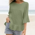 thumbnail image 3 of Mittory Women's Peplum Tops 3/4 Lantern Sleeve Crewneck Loose Babydoll Shirt Blouse, 3 of 7