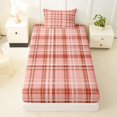 thumbnail image 4 of Castle Fairy Vintage Terracotta Tartan Twin Sheets 3pcs,Geometric Woven Line Bedding,Rust Pink White,1 Flat Sheet, 1 Fitted Sheet and 1 Pillowcase, 4 of 7