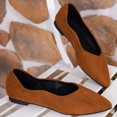 thumbnail image 3 of Ladies Pointed Toe Ballet Flats Retro Suede Upper Slip On Lightweight Barefoot Shoes Comfortable Non Slip Walking Footwear, 3 of 4