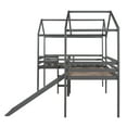 thumbnail image 4 of Gray Twin Size Wood House Loft Bed with Roof,Slide,Guardrail, 4 of 8