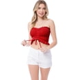 thumbnail image 3 of MixMatchy Women's Sexy Frill Knot Front Knit Strapless / Strap Tube Crop Top, 3 of 6
