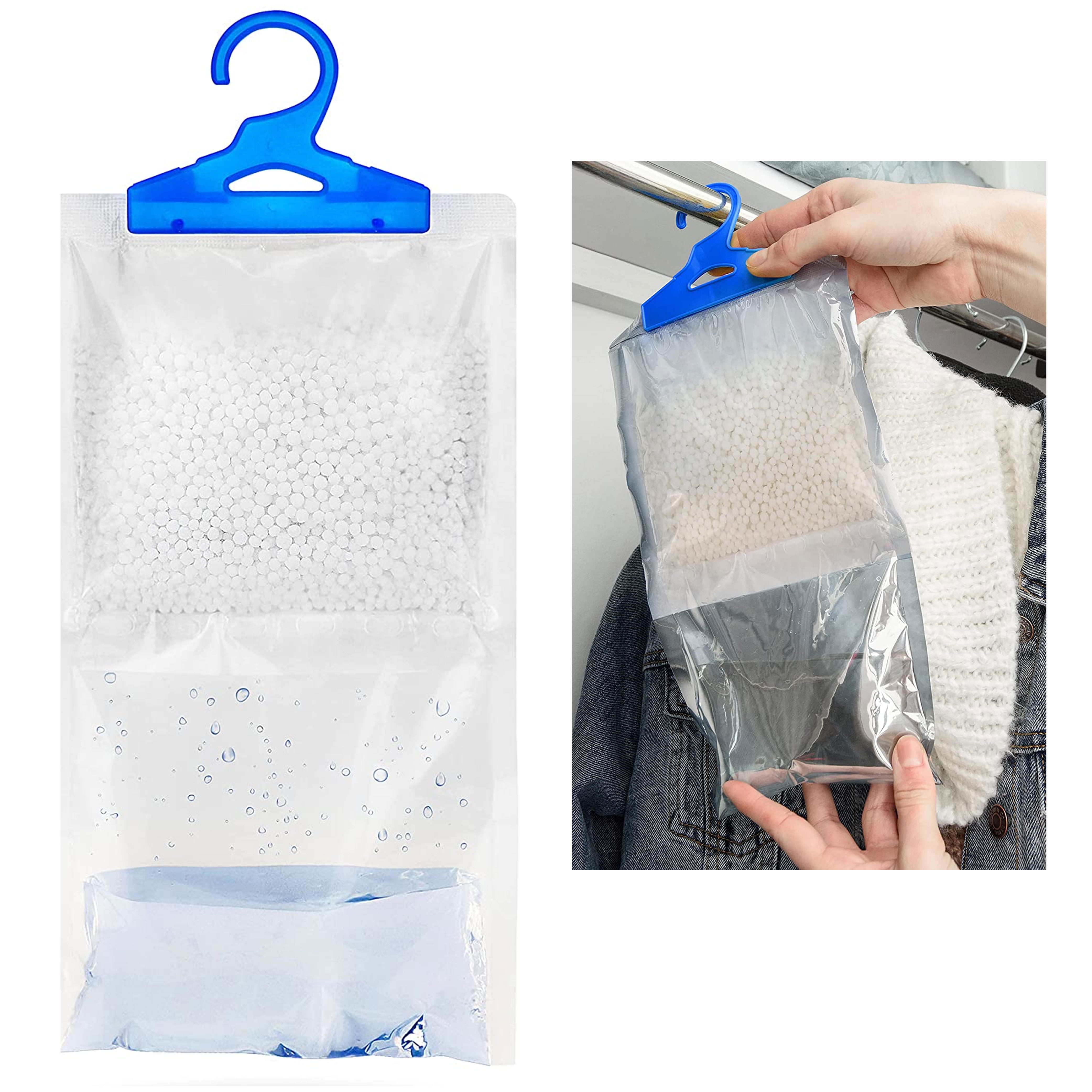 Hanging Dehumidifier Bag for Wardrobe Absorb Damp Moisture Stop Mould on Clothes 