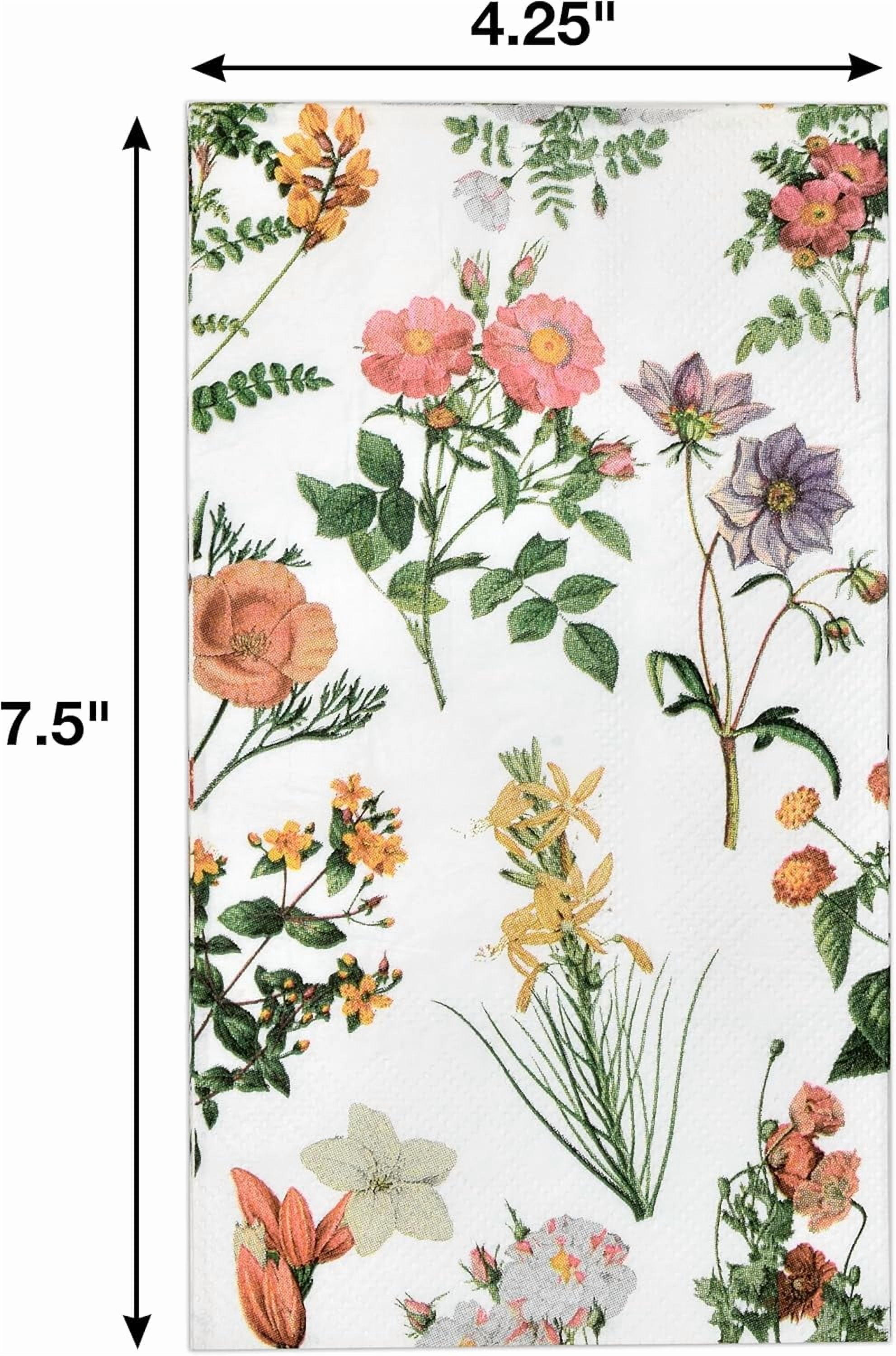 Gift Boutique 100 Vintage Wildflower Guest Napkins Disposable Paper Spring Flower Dessert Napkin for Spring Flower Wedding Anniversary Holiday Tea Room Party Bridal Baby Shower Decorative Towels