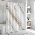 thumbnail image 6 of White Golden Marble Shower Curtain, Waterproof Shower Curtains for Bathroom, Modern Abstract Art Marble Crack Washable Fabric Bathtub Curtain Set Bath Decor with 12 Hooks Long 72"x84", 6 of 8