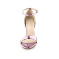 thumbnail image 6 of BLISSFUL STEP Women's Embroide Leather Ankle Strap Stiletto Heel Sandals Pink 6, 6 of 8