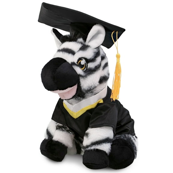 DolliBu Zebra Graduation Plush Toy - Super Soft Zebra Plush Graduation Stuffed Animal Dress Up with Graduation Gown and Cap with Tassel Outfit - Congratulatory Graduation Gift - 9 Inches