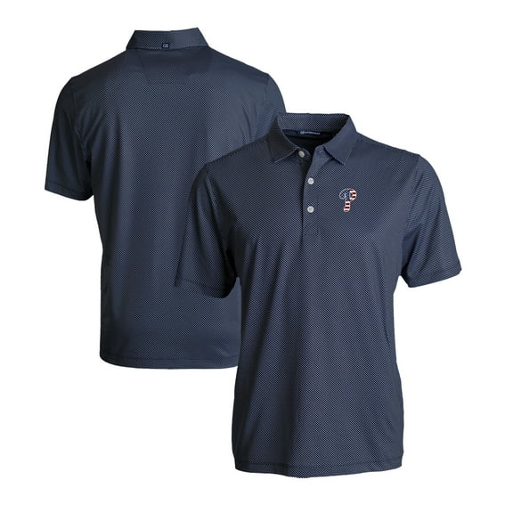 Men's Cutter & Buck  Navy/White Philadelphia Phillies Stars & Stripes Pike Eco Symmetry Print Stretch Recycled Polo