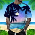 thumbnail image 2 of JAJAHO Mens Short Sleeve T-Shirts Crew Neck Casual Graphic Shirt Summer Beach Coconut Tree Sunset Printed Hawaiian Tees Leisure Tops, 2 of 4