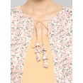 thumbnail image 6 of Janasya Indian Peach Poly Crepe Floral Print A-line 3\4 Sleeves Round Neck Calf Length Kurta for Women, 6 of 7