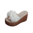 thumbnail image 3 of Women's Floral Wedge Slide Sandals Thick Platform Heel Casual Summer Beach Mules for Women Comfortable Slip On Shoes with 3D Flower Decor, 3 of 10