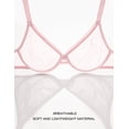 thumbnail image 3 of Deyllo Women's Sheer Unlined Sexy Lace Bra Unpadded Underwire See-Through Demi Bralette Lingerie,Pink 32B, 3 of 8
