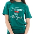 thumbnail image 3 of Christmas and a Happy New Year Typography Graphic Design Deluxe Jersey T-Shirt - Teal 2XL, 3 of 4