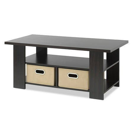 Coffee Table Storage Center with Removable Bins, Espresso - Walmart.com