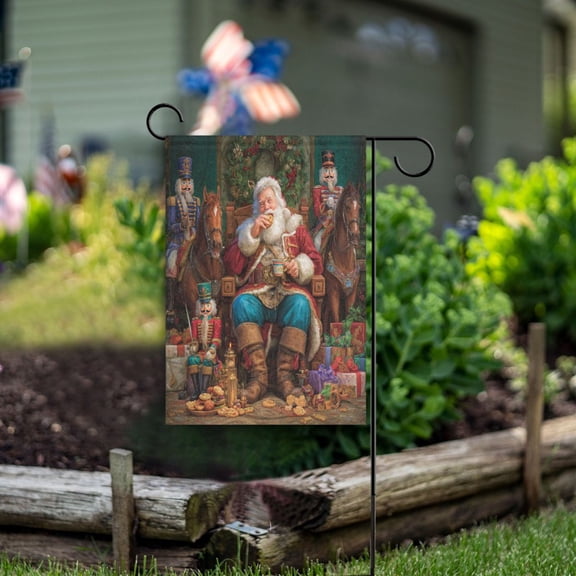 12x18 inch Double-Sided Garden Flags Banners Vibrant Outdoor Decor for House Patio Outdoor Santa Eating Cookies