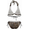thumbnail image 6 of SKQIT Women's Snakeskin Print Swimsuit Halter Triangle Bikini Tie Side 2 Piece Bathing Suits, 6 of 7