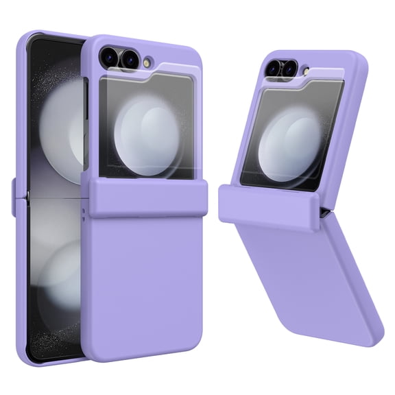 Allytechgroup Rugged Case for Samsung Galaxy Z Flip 5, with Build in Screen Protector Anti-Scratch Hinge Protection Full Body Shockproof Bumper Hybrid Phone Case Shell for Galaxy Z Flip 5, Purple
