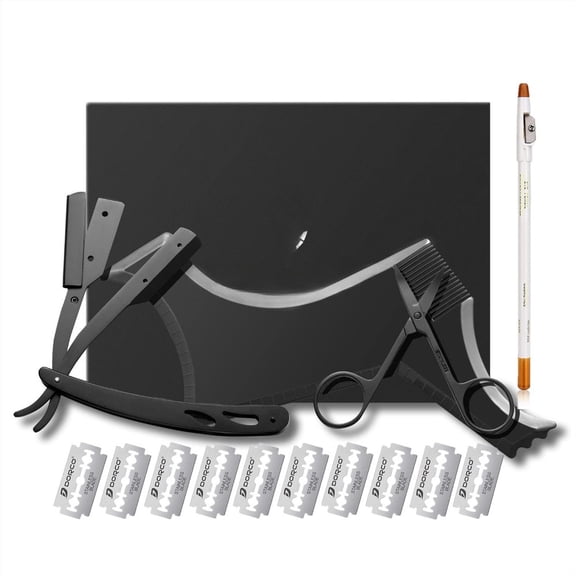 5-in-1 Beard Grooming Kit with Precision Razor, Template & Barber Scissors - Complete DIY Facial Hair Care Solution for Men Year-Round