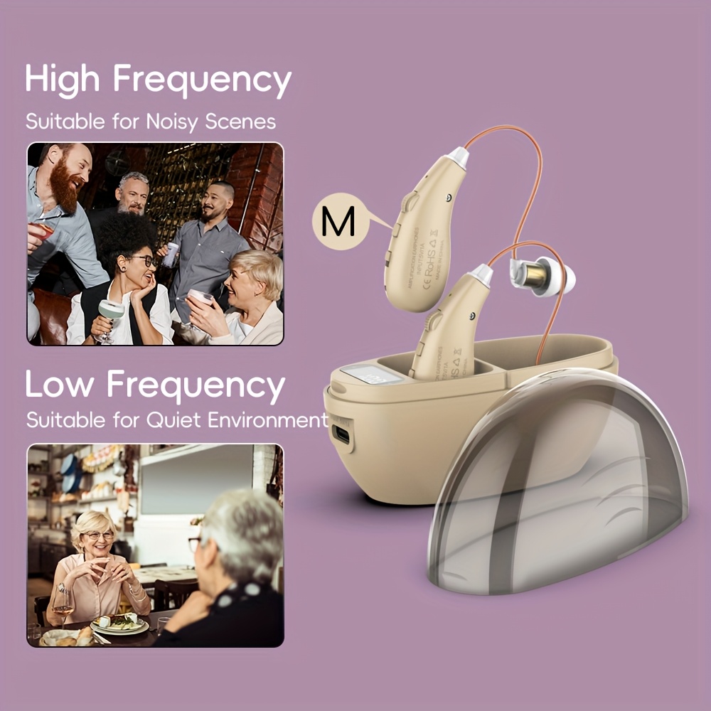 Rechargeable Hearing Amplifiers, Active Noise Cancelling In-Ear Headphones with Volume Control, Type-C Charging, Plastic Material, Lithium Polymer Battery (golden)