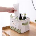 thumbnail image 4 of Set Of 2 Foldable Cotton Linen Storage Baskets Small Waterproof Storage Boxes For Organizing Toys Makeups Accessories - Cute Cat, Blue & Green, 4 of 5