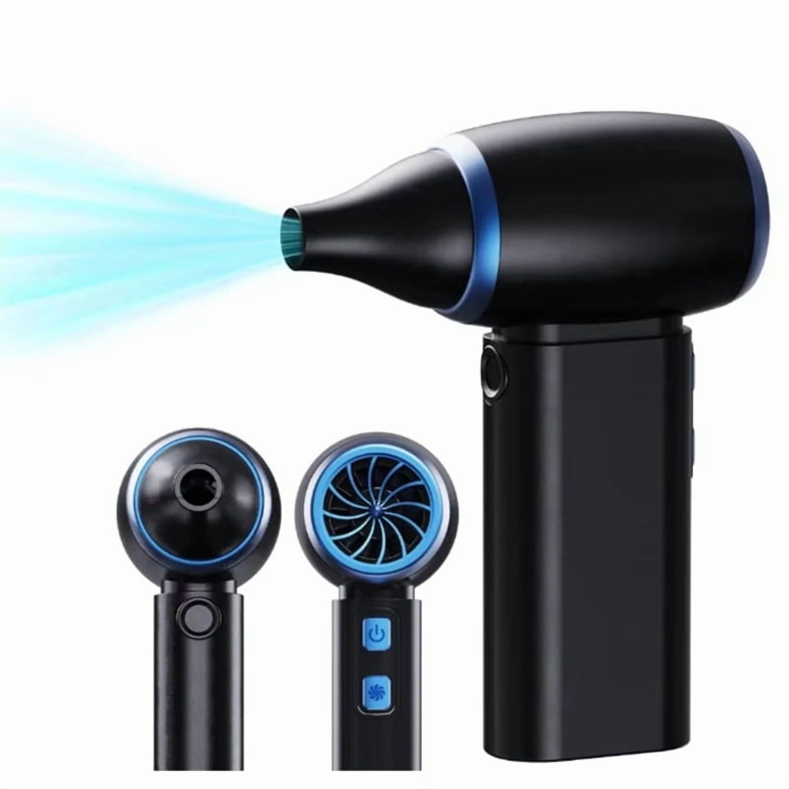 Multipurpose Jet Fan Jet Dry Blower 3 Speeds Leaf Blower Cordless for Cars Computer Keyboards and Outdoor Use Black